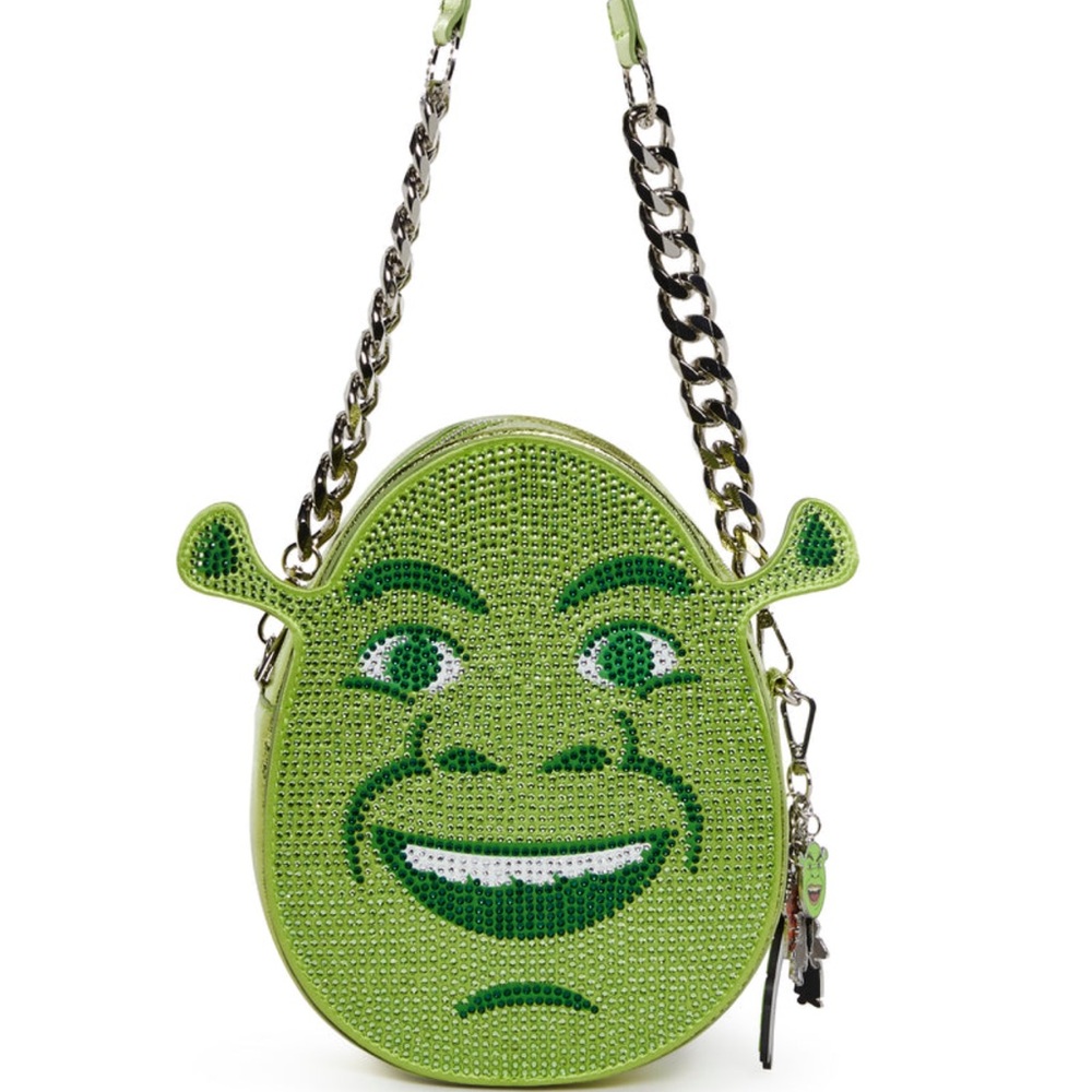 Green Rhinestone Shrek Face Crossbody Bag NEW BBOX4 - Picture 3 of 11